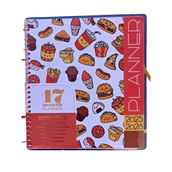 17 Month Planner FAST FOODIE Aug 2025 - Dec 2026 Weekly Planning Note Page Gift - Picture 1 of 12
